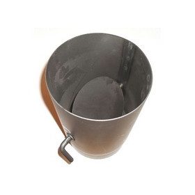   DN150, 250mm hosszú acél, vastagfalú fekete füstcső pillangószeleppel