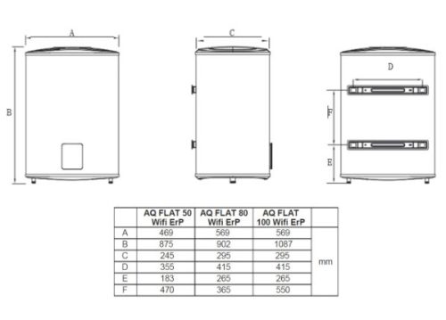 Hajdu Aquastic AQ Flat WIFI F50 ErP szögletes elektromos vízmelegítő