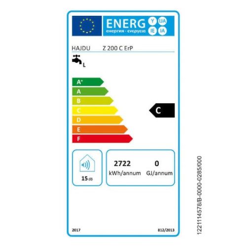 HAJDU Z-200 C ERP elektromos forróvíztároló, 200 L, fali, függőleges, kerámiafűtővel