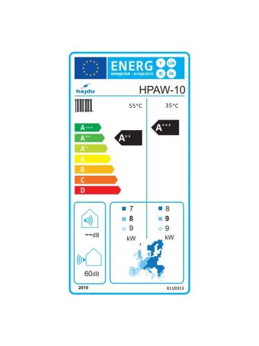 Hajdu HPAW 10 kW, fűtési/hűtési levegő-víz hőszivattyú, 1fázisra