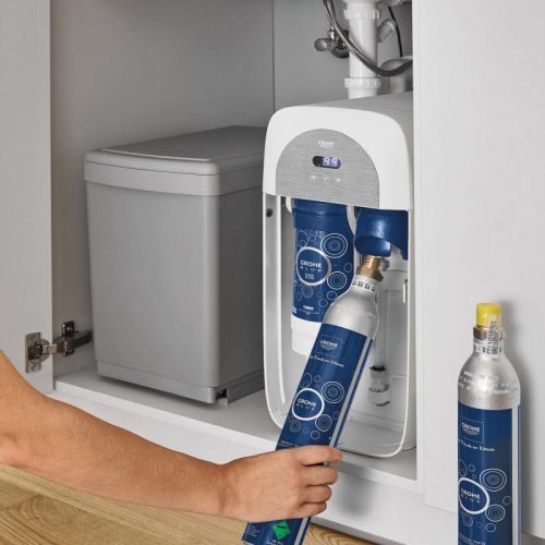 Grohe Blue Home mosogató csaptelep készlet szabályozható szénsavadagolóval L alakú kifolyóval, króm 31454001