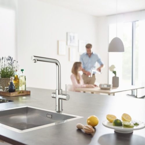 Grohe Blue Home mosogató csaptelep készlet szabályozható szénsavadagolóval L alakú kifolyóval, króm 31454001