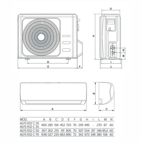 Ariston Alys 25 R32 mono split klíma szett 2.8 kW