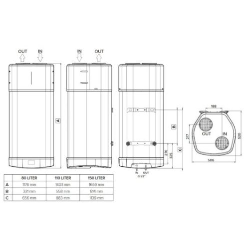 Ariston Nuos Plus S2 Wifi 150 WH fali monoblokkos használati melegvíz hőszivattyú, 150 literes