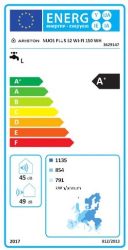Ariston Nuos Plus S2 Wifi 150 WH fali monoblokkos használati melegvíz hőszivattyú, 150 literes