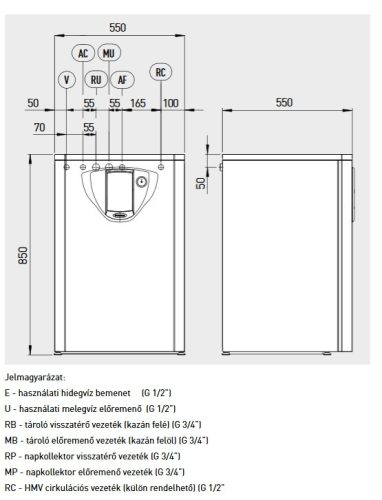 Immergas UB Inox 80 V2 indirekt tároló, beépített HMV tágulási tartály és biztonsági szelep, 1 csőkígyó ( 3.027817 )