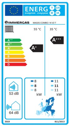 Immergas Magis Combo 14 V2 T split rendszerű hőszivattyú és kondenzációs kazán egyben (átfolyós rendszer), 3 fázis