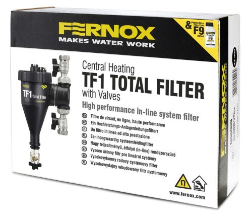 Fernox Total Filter TF1 3/4" - rendszerbe építhető kombinált szűrő + F9 Filter Fluid