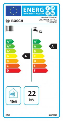 Bosch Condens 5300i WT 24/48 23 Fali beépített tárolós kondenzációs gázkazán