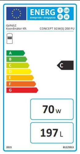 CONCEPT SGW(S) 200 zománcozott indirekt tároló, 1 csőkígyóval, párazárt PUR szigeteléssel