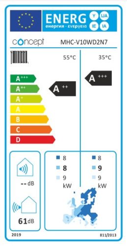 CONCEPT MONO monoblokk levegő-víz hőszivattyú, 3kW kieg. fűtés, R290, 230V, 10kW
