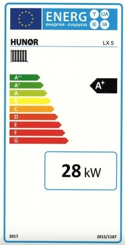 Hunor LX 5 tagos szilárdtüzelésű öntöttvas kazán (28kW)