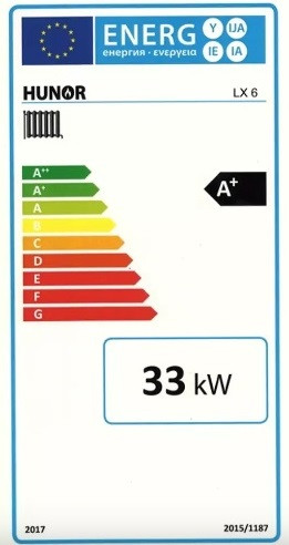 Hunor LX 6 tagos szilárdtüzelésű öntöttvas kazán (33kW)