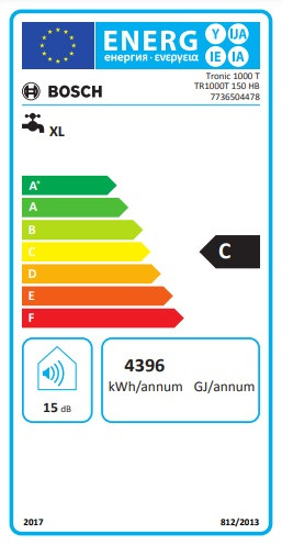 BOSCH Tronic 1000T ERP 150 literes villanybojler 2 kW víszintes elhelyezésű
