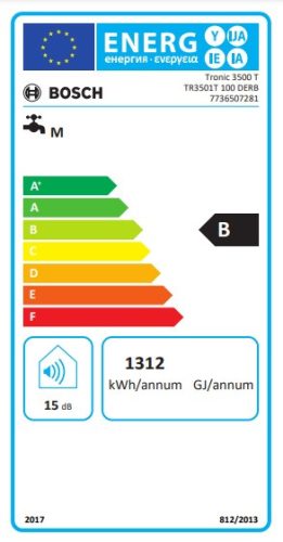 BOSCH TR3501T 100 DERB tárolós vízmelegítő, FLAT, elektromos, fali, 100l, 1.5kW