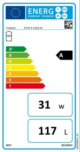 VAILLANT uniStor VIH R120/6 M ERP indirekt fűt.melegvíztároló, 120l, 24kW  0010015937