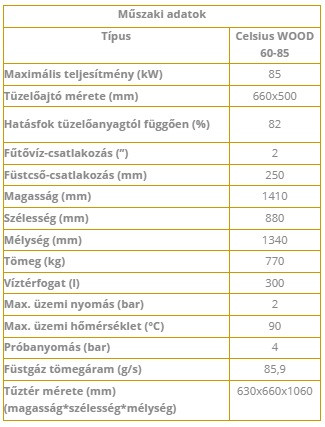  Celsius Wood 60-85 Ipari bála fa égető kazán  84 kW